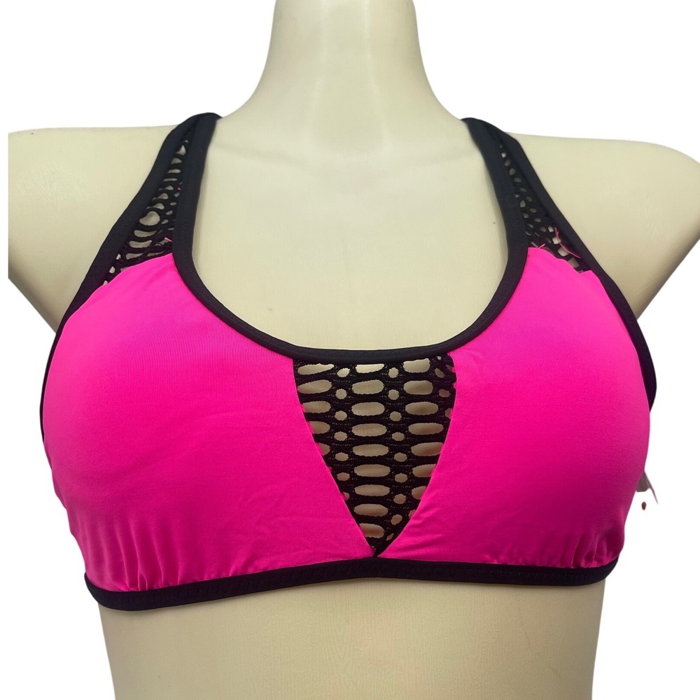 Becca Pink and‎ Black Bikini Top Women's Size Small